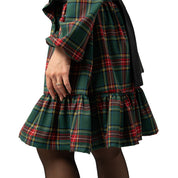 Vestitino fiocco in tartan fondo verde