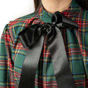 Vestitino fiocco in tartan fondo verde