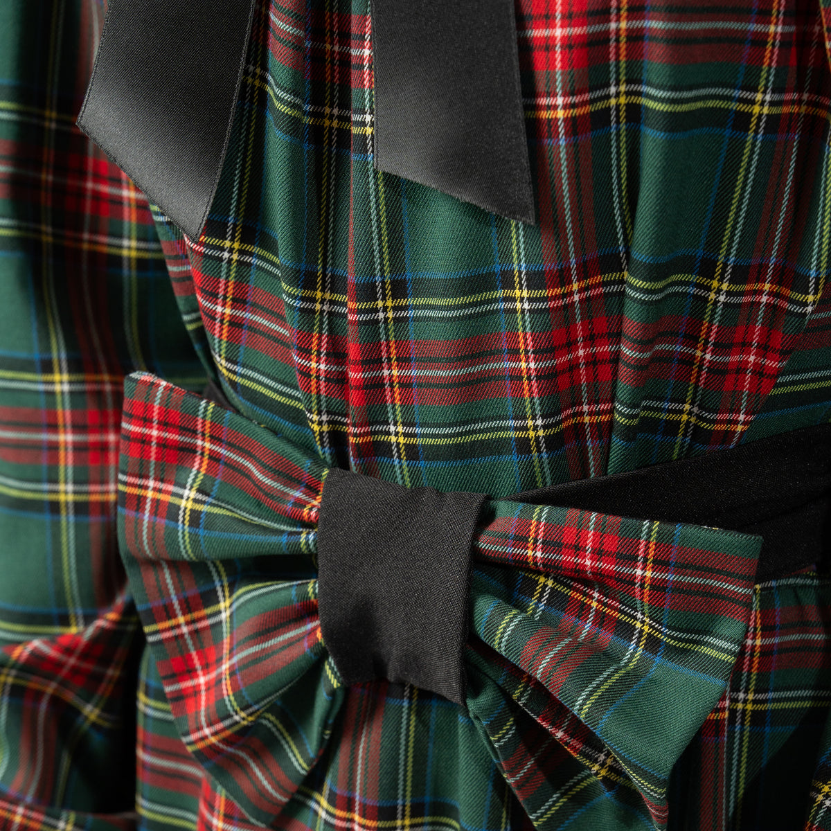 Vestitino fiocco in tartan fondo verde