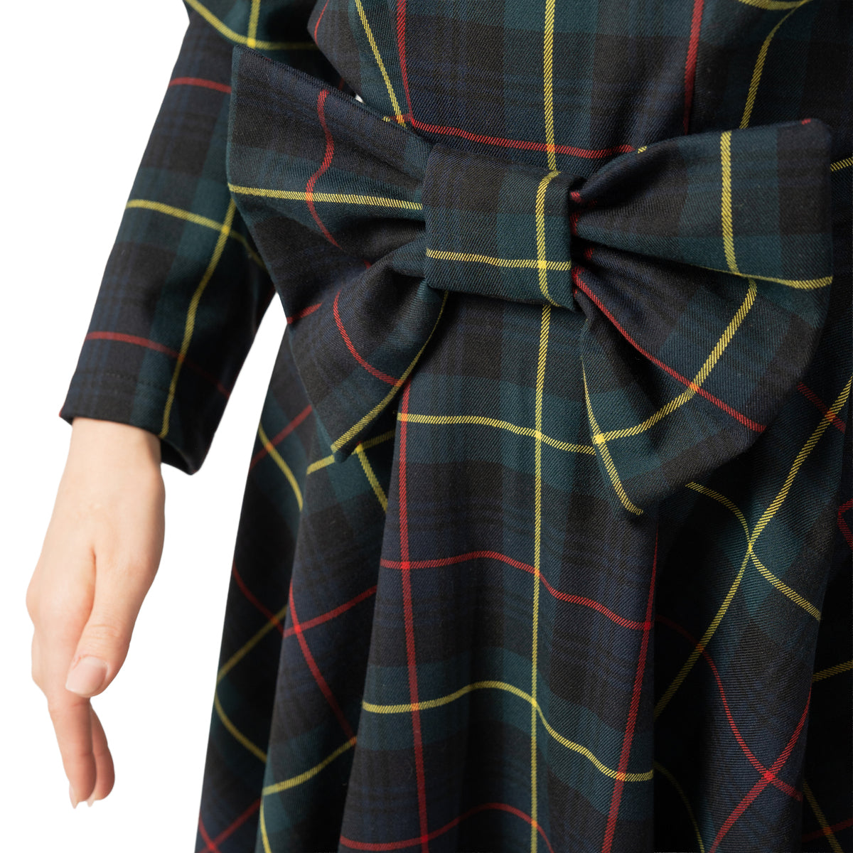 Vestitino ruota in tartan fondo blu