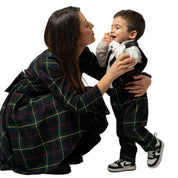 Vestitino ruota in tartan fondo blu