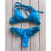 Bikini triangolo rouches glitter