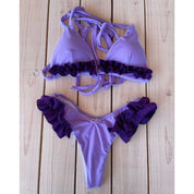 Bikini triangolo rouches glitter