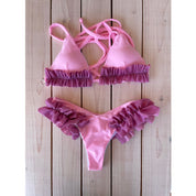 Bikini triangolo rouches glitter
