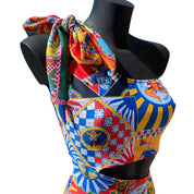 Women's One-Shoulder Trikini with Sicilian Print - Catania