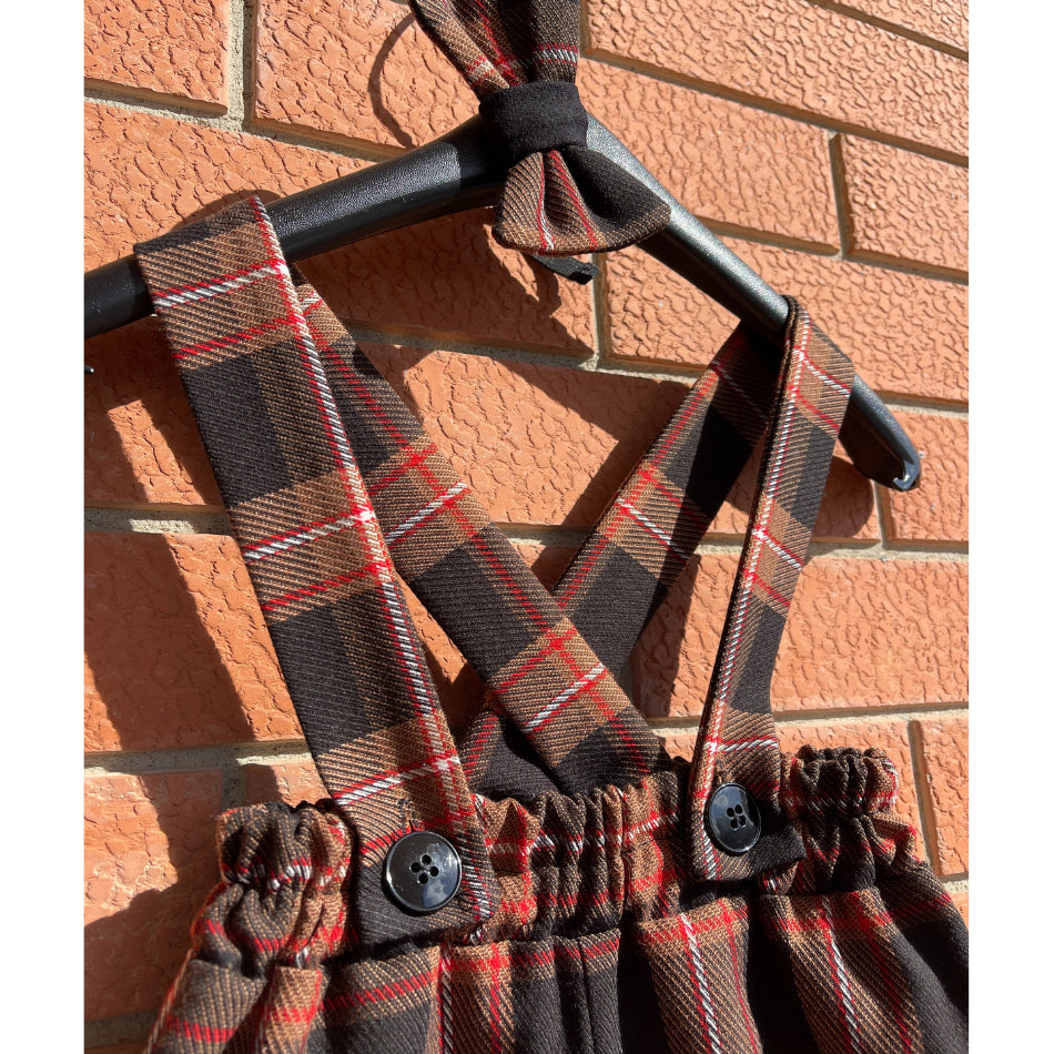Brown tartan trousers for children