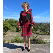 Classic tartan dress with mother's bow