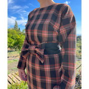 Vestitino retto tartan fondo marrone mamma