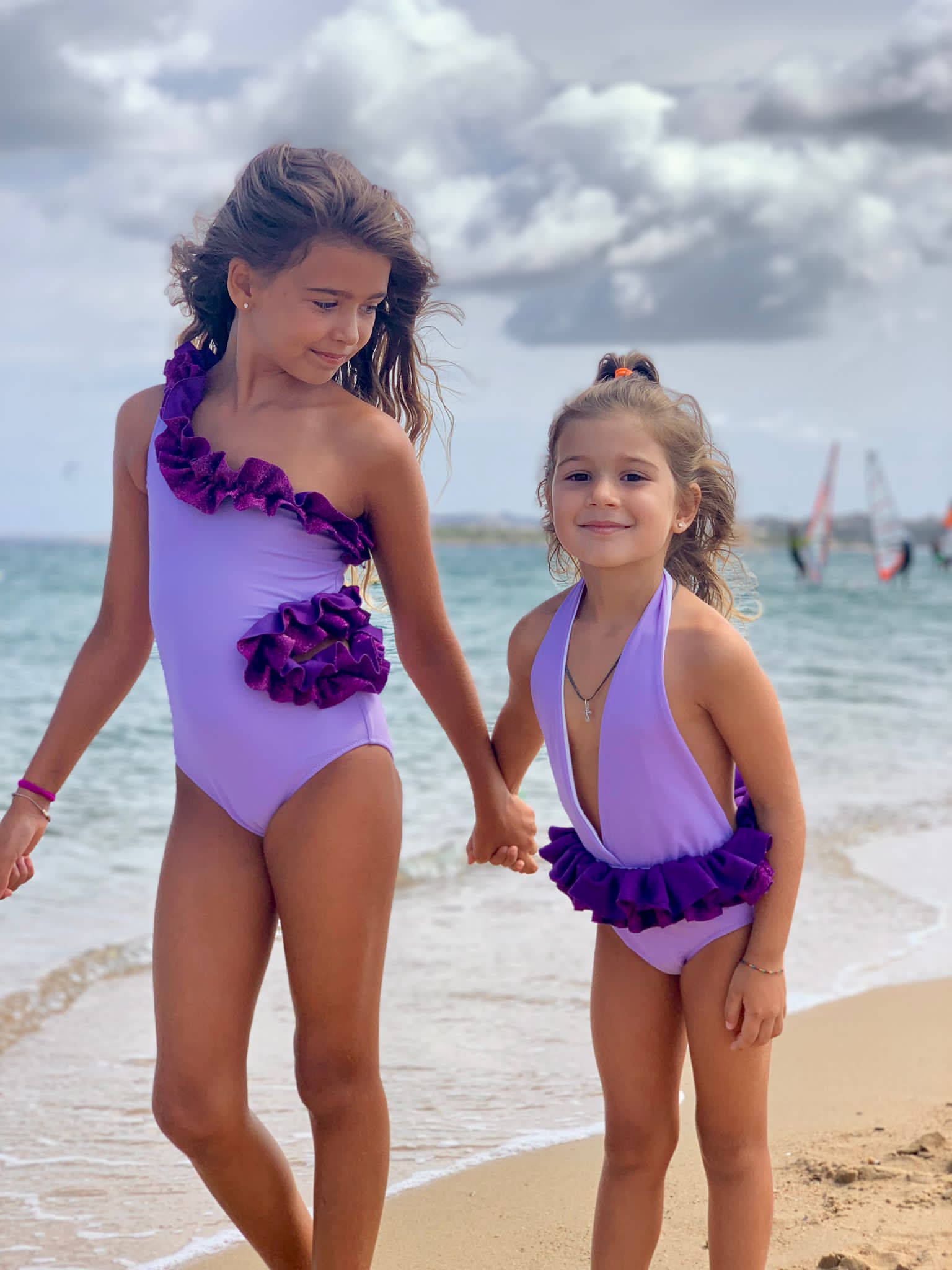 Monospalla lilla rouches glitter bambina