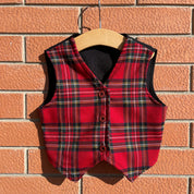 Gilet in tartan scozzese classico con papillon bambino