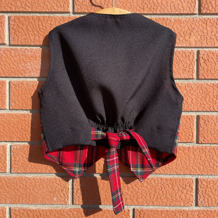 Gilet in tartan scozzese classico con papillon bambino