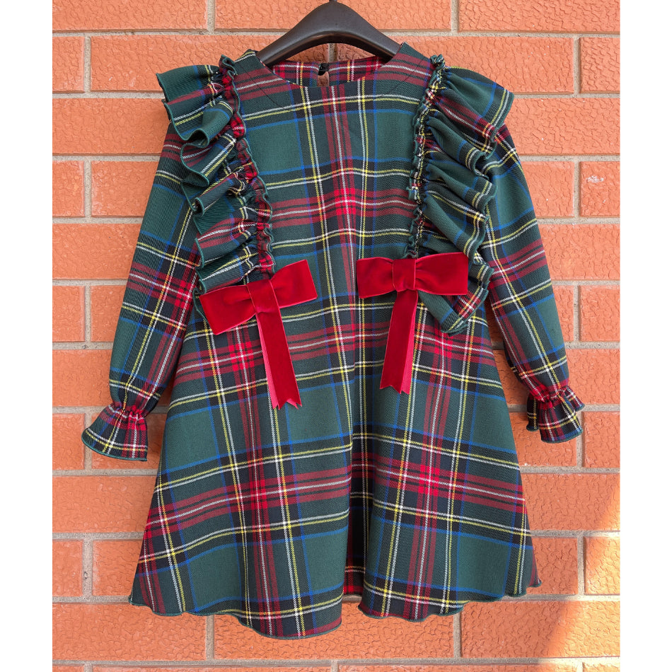 Vestitino in tartan fondo verde