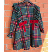 Vestitino in tartan fondo verde