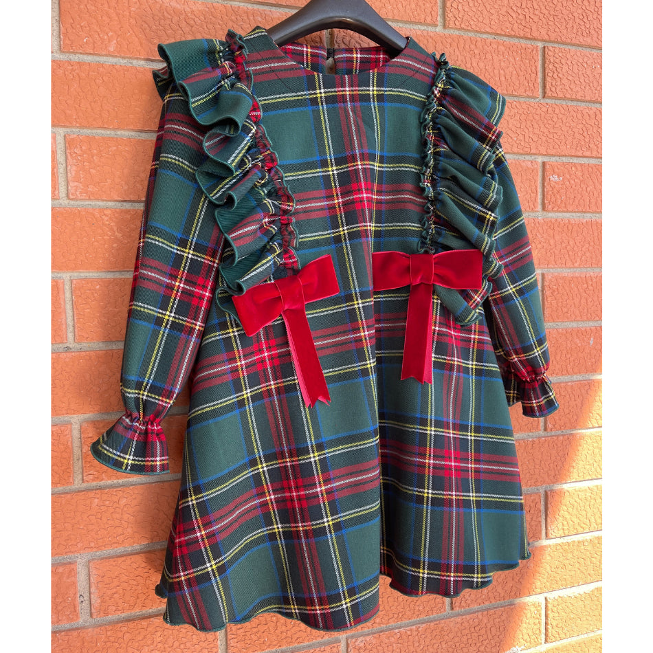 Vestitino in tartan fondo verde