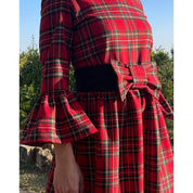 Classic tartan ruffle dress for mothers