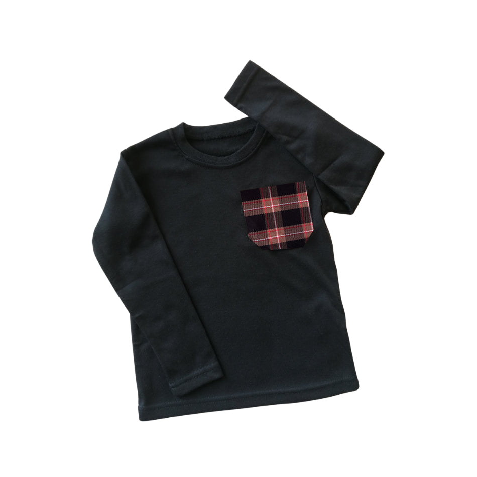 Maglione con taschino in tartan bambino