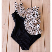 One-shoulder polka dot dress for girls