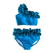Bikini monospalla rouches glitter bambina
