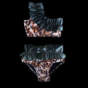 Women's leopard one-shoulder bikini