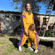 Mustard ruffled mommy jumpsuit