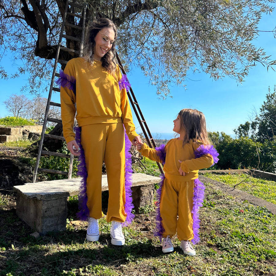Mustard ruffled mommy jumpsuit