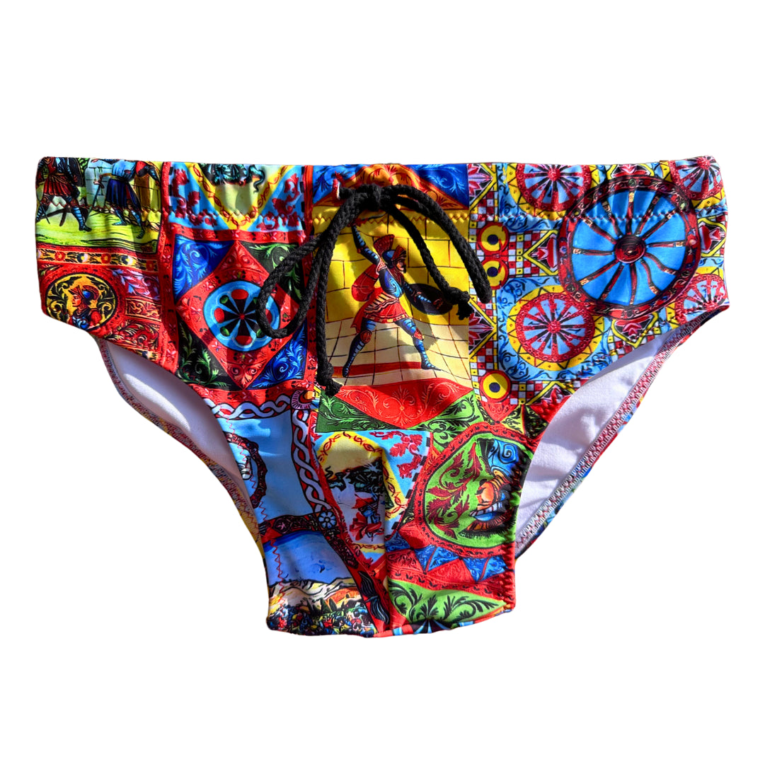 Men's Sicilian Print Swimsuit Briefs - Figures