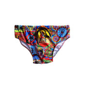 Sicilian print children's swimsuit briefs - figures