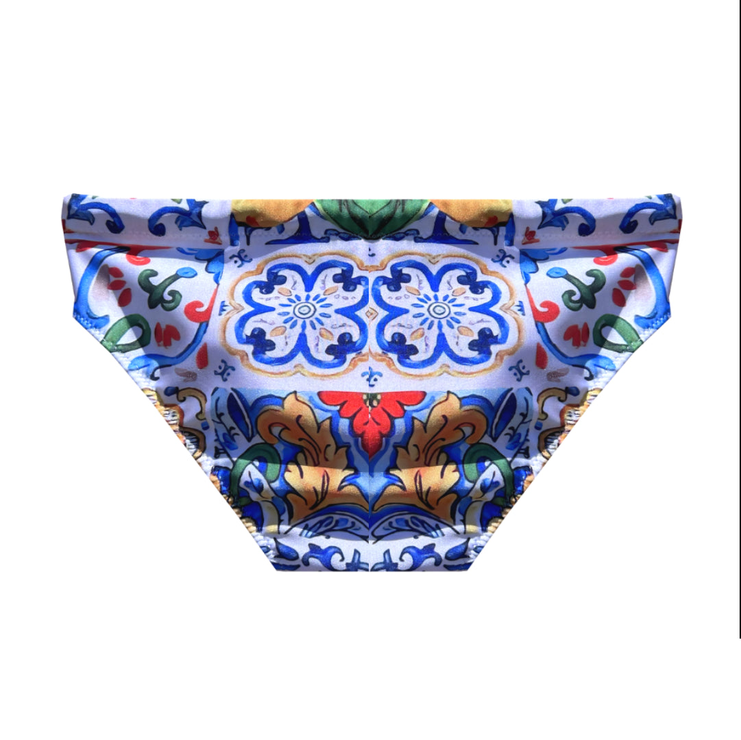 Costume slip uomo stampa siciliana - maiolica