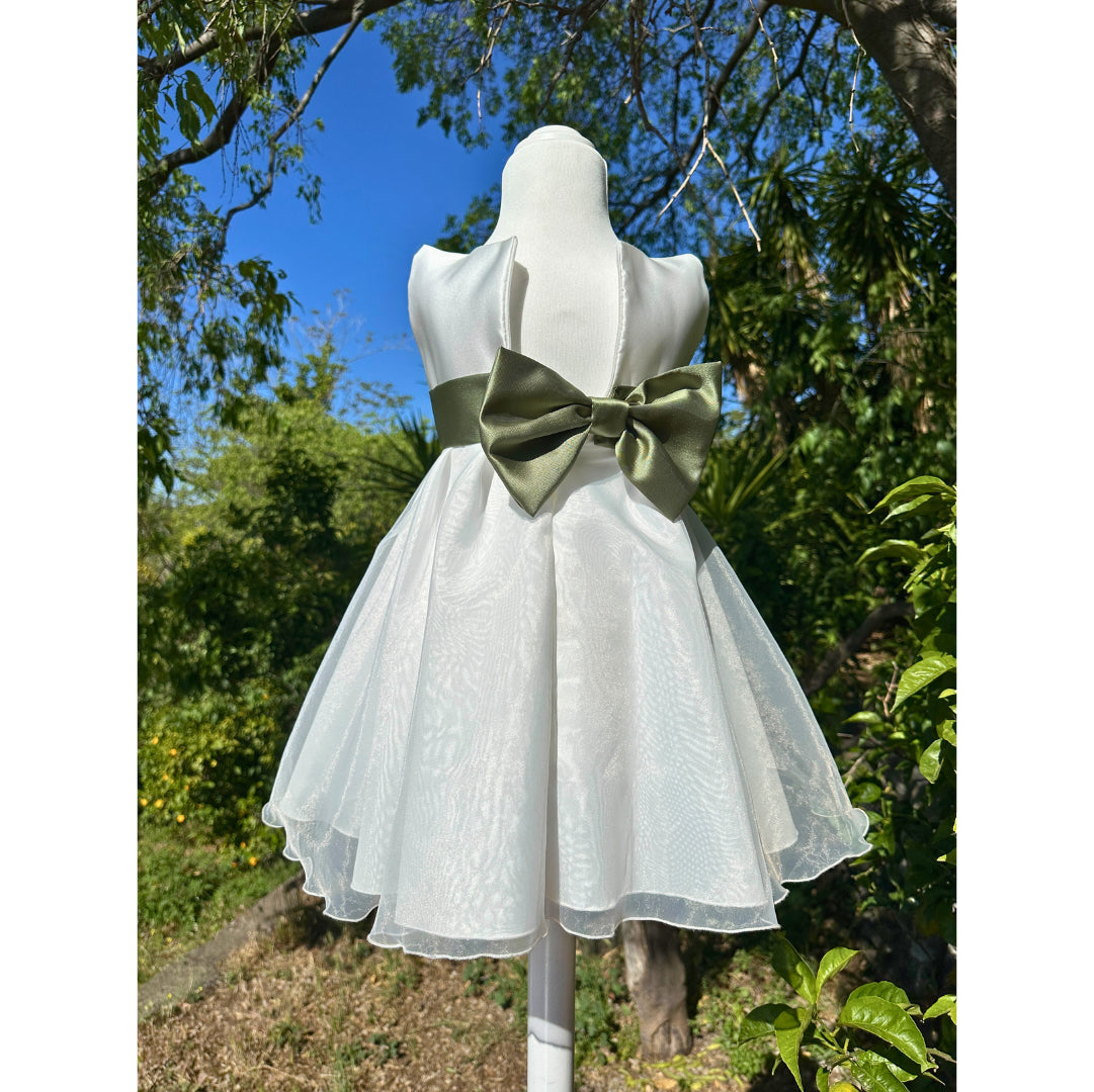 Organza and mikado bow tailored dress