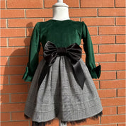 Vestitino velluto principe di Galles bambina