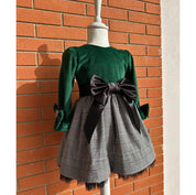 Vestitino velluto principe di Galles bambina