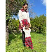 Coordinato tartan scozzese rosso mamma