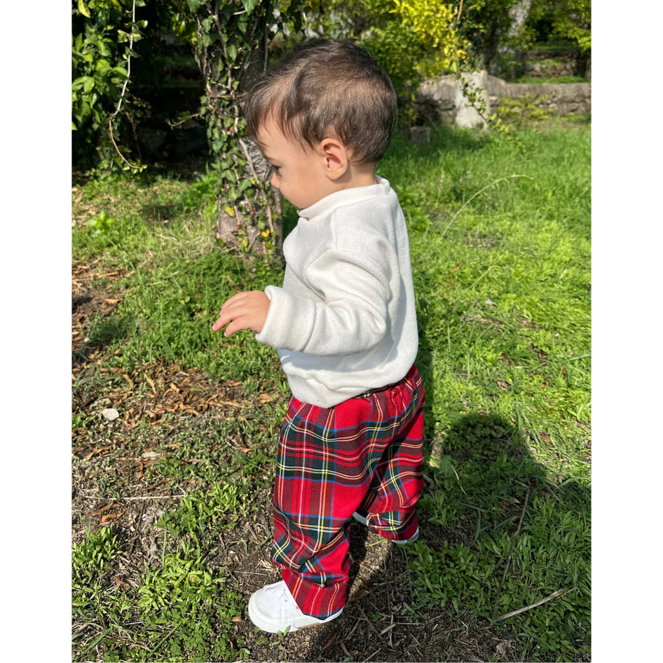 Coordinato tartan scozzese rosso mamma