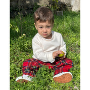 Coordinato tartan scozzese rosso mamma