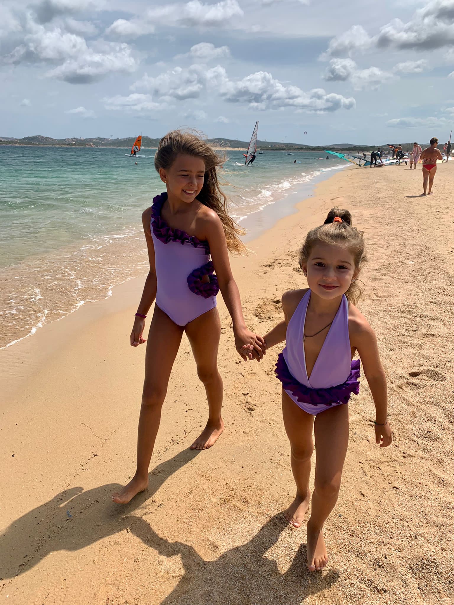 Monospalla lilla rouches glitter bambina