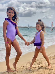 Monospalla lilla rouches glitter bambina