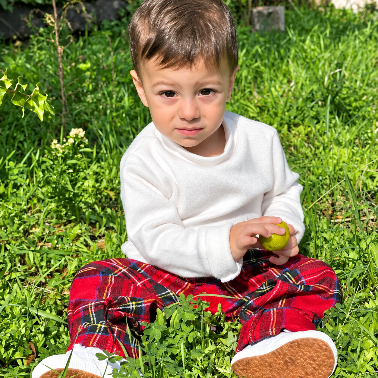 Maglione con pantalone in tartan bambino