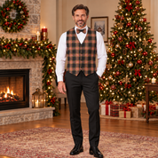 Gilet in tartan scozzese classico con papillon adulto