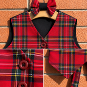 Gilet in tartan scozzese classico con papillon bambino