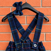 Pantalone in tartan scozzese blu e verde a righe bambino