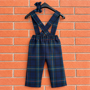 Pantalone in tartan scozzese blu e verde a righe bambino