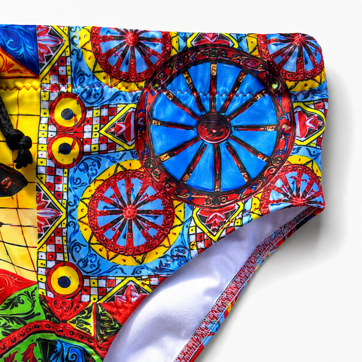 Sicilian print children's swimsuit briefs - figures