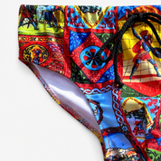 Sicilian print children's swimsuit briefs - figures