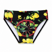 Men's Sicilian-print swim trunks - wheel and lemons