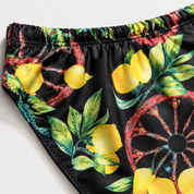 Men's Sicilian-print swim trunks - wheel and lemons
