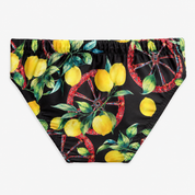 Men's Sicilian-print swim trunks - wheel and lemons