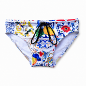 Men's Sicilian-print briefs - majolica