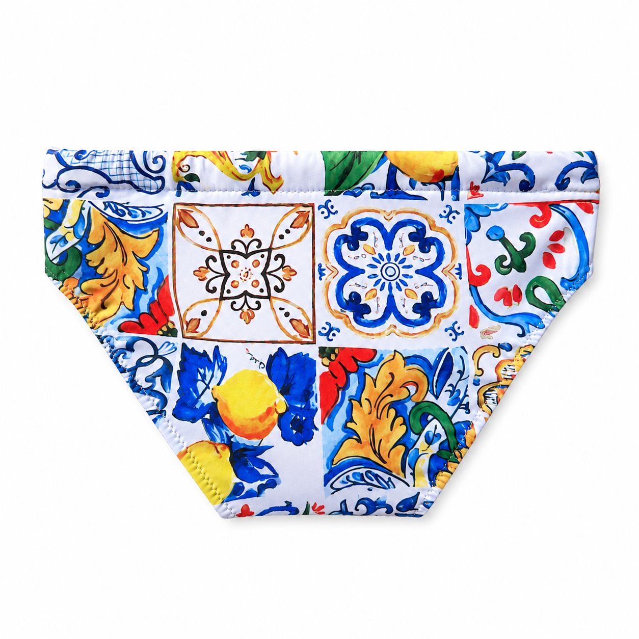 Men's Sicilian-print briefs - majolica