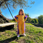 Mustard ruffled jumpsuit for girls