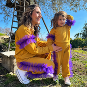 Mustard ruffled mommy jumpsuit